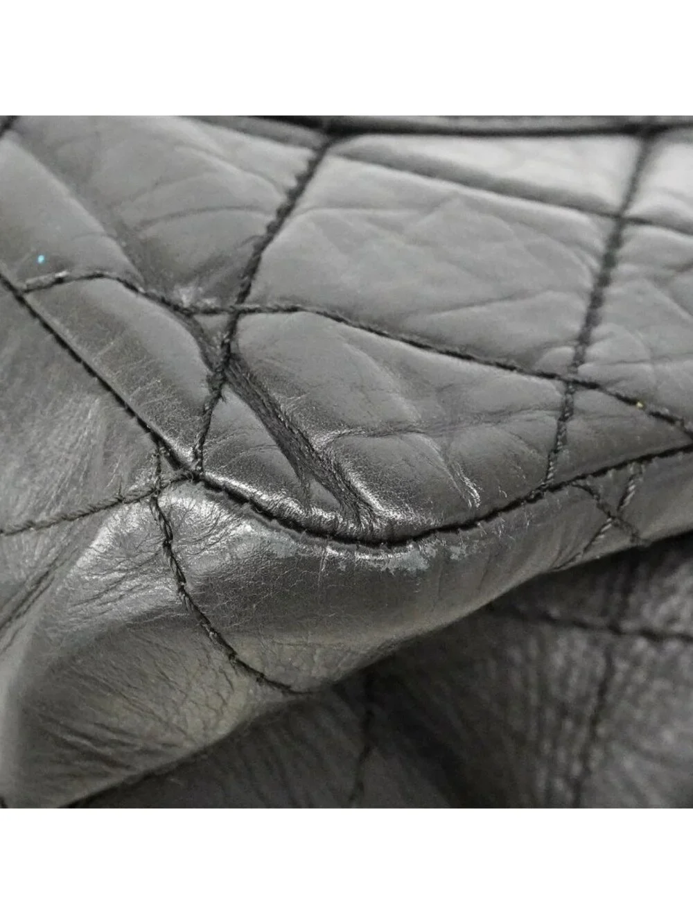Chanel Shoulder Bag 2.55 Quilted Leather Black Silver